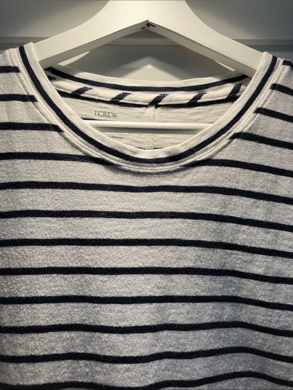 J. Crew Girlfriend Tee White and Black Striped Short Sleeve Tee